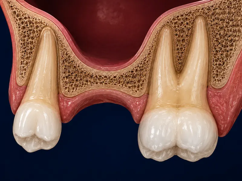 Sinus Lift in Tijuana - Before Reduced bone height beneath the maxillary sinus before sinus lift treatment in Tijuana
