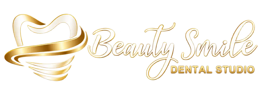 Beauty Smile Dental Studio logo in white and gold