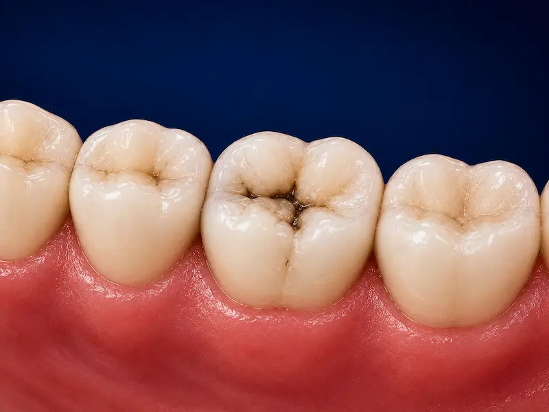 composite-fillings-tijuana-before Occlusal cavity on a first molar before composite filling treatment in Tijuana