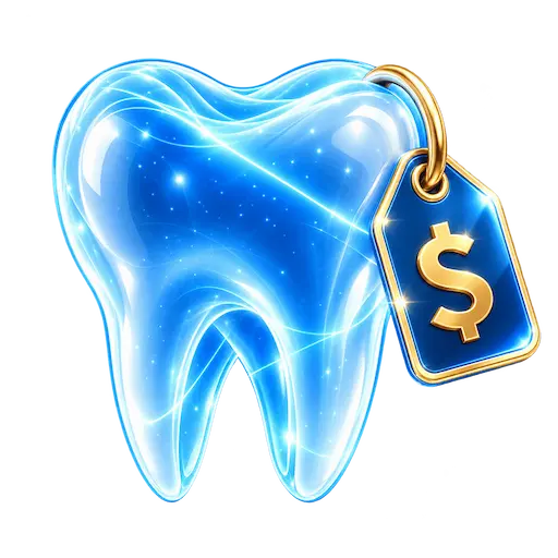 Tooth with price tag representing dental prices in Tijuana
