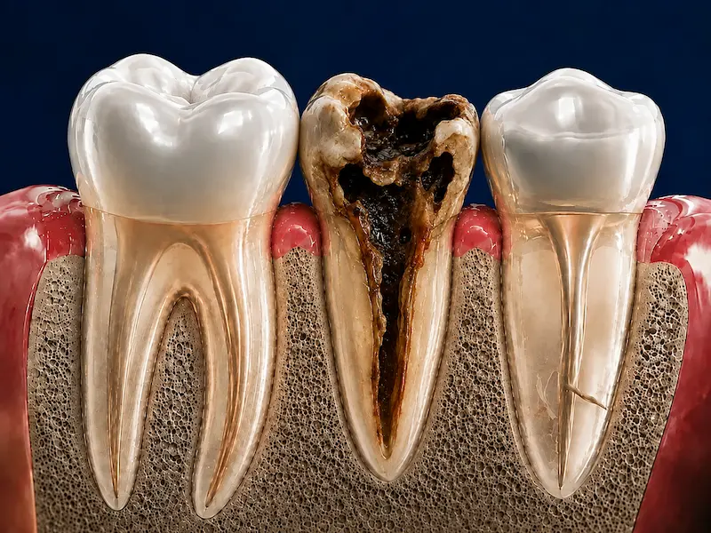 Immediate Implant in Tijuana - Before Severely decayed tooth before immediate implant treatment in Tijuana