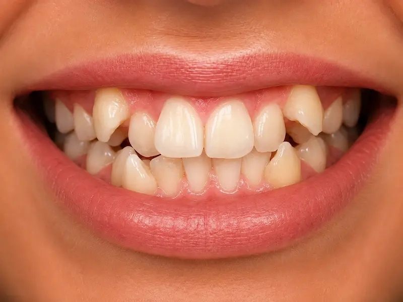 ortho-extractions-tijuana-before Severe dental crowding before orthodontic extractions in Tijuana