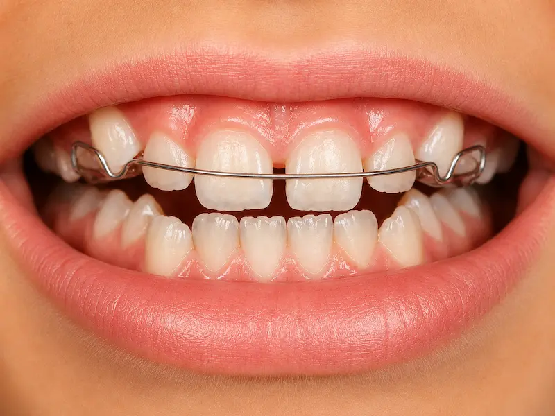 orthopedic-orthodontics-tijuana-after Child wearing an orthopedic orthodontic appliance during treatment in Tijuana