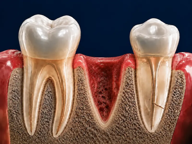 tooth-extractions-tijuana-after Extraction socket after removal of a severely damaged tooth in Tijuana